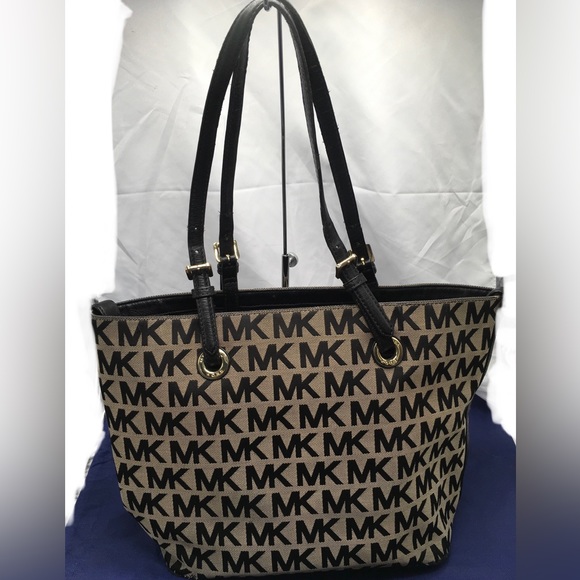 Michael Kors Jet Set Monogram Logo Tote Shoulder Handbag - Picture 10 of 15